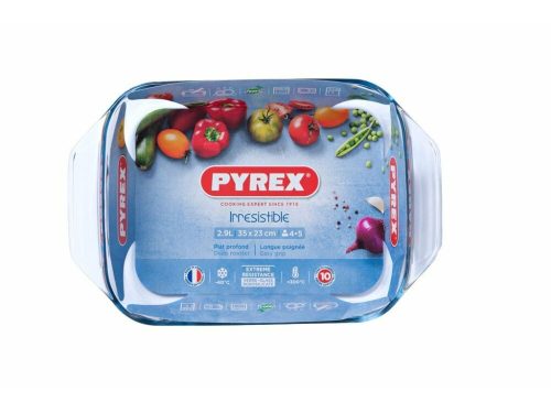 Pyrex Irrestistible Szögletes sütőtál füllel - tepsi  35 x 23 cm