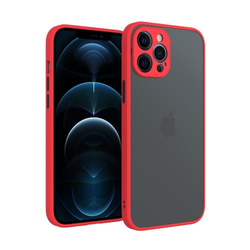 iPhone 12 Pro Max műanyag tok, Piros - fekete