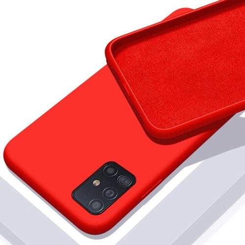Samsung A72, Premium szilikon tok, Piros