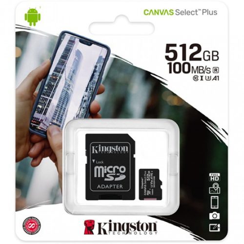 Kingston Canvas Select Plus MicroSDHC 512GB, C10, KINGSTON-SDCS2-512GB