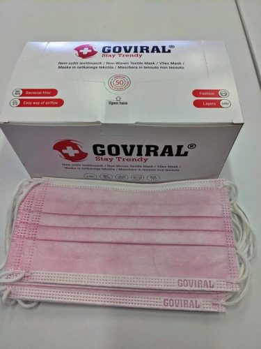 Goviral pink 3 rétegű nemszőtt-textilmaszk, 5x10 db