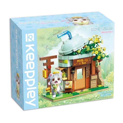 QMAN® K28007 Keeppley | lego-kompatibilis építőjáték | 411 db építőkocka| Ash macska Milk tea shopja