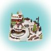 Világító karácsonyi falu, mozgó szánnal, mikulással gyermekekkel