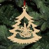 Fa karácsonyfadísz - fenyőfa haranggal 5 db, Fa karácsonyfadísz - fenyőfa haranggal 5db