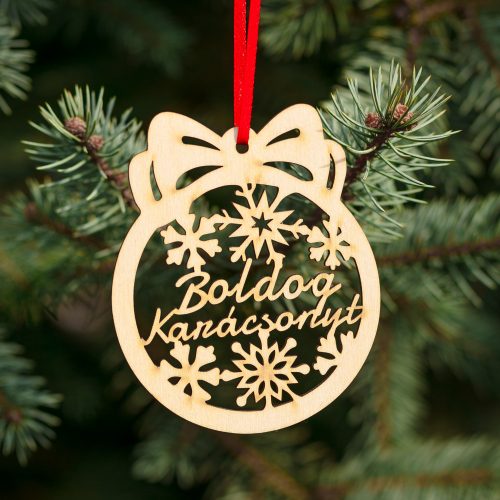 Fa karácsonyfadísz – Boldog karácsonyt 5db, Fa karácsonyfadísz – Boldog karácsonyt 5db