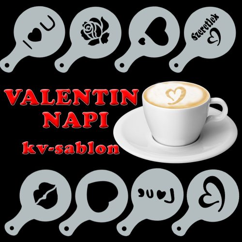 Kávé sablon Valentin-napra (8db), Kávé sablon Valentin-napra (8db)