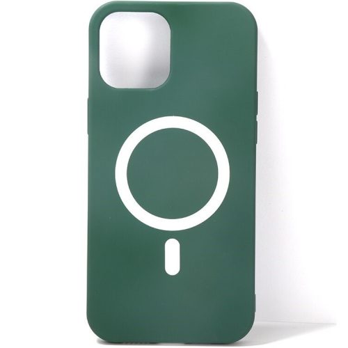 Apple iPhone 12 Mini, Szilikon tok, mágnes gyűrűvel, MagSafe töltővel kompatibilis, Wooze Magsafe Case, Zöld