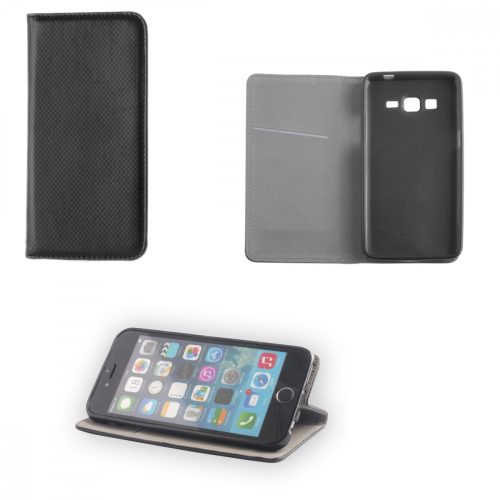 LG K5, Oldalra nyíló tok, stand, Smart Magnet, Fekete