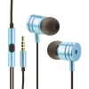 Vezetékes sztereó fülhallgató, 3.5 mm, felvevőgombos, dobozos, Kék