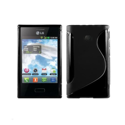LG Optimus L3 E400, TPU szilikon tok, S-Line, fekete