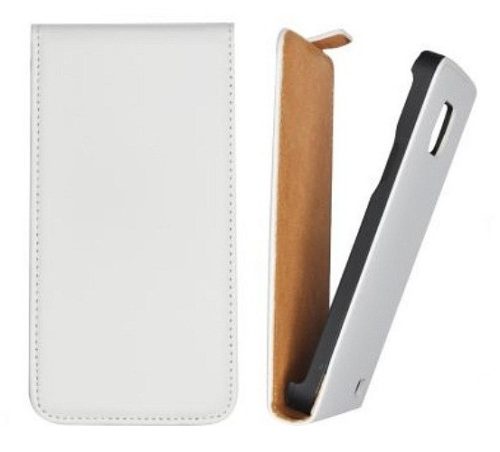 LG Optimus L7 P700, Forcell lenyitható bőrtok, Slim Flip, felfelé nyíló - kinyitható, fehér