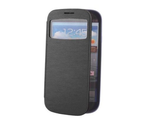 LG L90 D405, oldalra nyíló tok, akkufedél, hívás mutatóval, Smart Flap, fekete