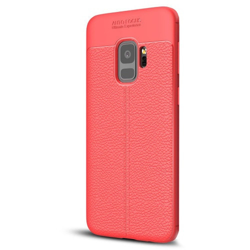Nokia 8, TPU szilikon tok, bőrhatású, varrásminta, Piros