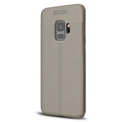 Samsung Galaxy J7 (2017) SM-J730F, TPU szilikon tok, bőrhatású, varrásminta, Szürke