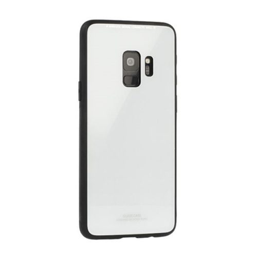 Samsung Galaxy J6 Plus (2018) SM-J610F, TPU szilikon védőkeret, üveg hátlap, Glass Case, Fehér
