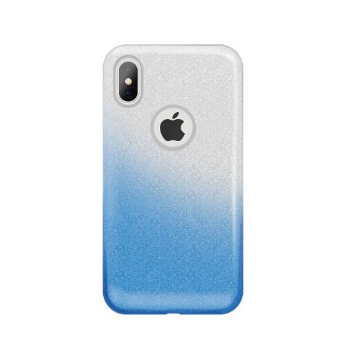 Apple iPhone XS Max, TPU szilikon tok, csillogó, Forcell Shining, Kék/Ezüst