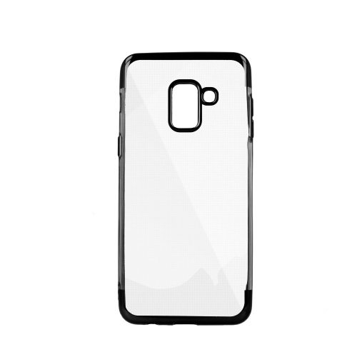 Samsung Galaxy J4 (2018) SM-J400F, TPU szilikon tok, Electro Plating, átlátszó/fekete