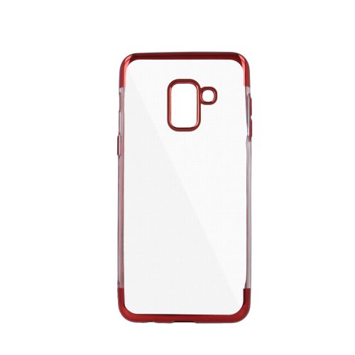 Samsung Galaxy J4 (2018) SM-J400F, TPU szilikon tok, Electro Plating, átlátszó/piros
