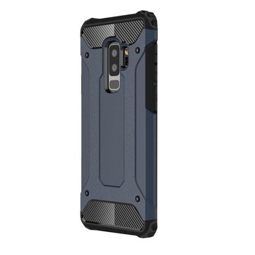 Huawei P40, Műanyag hátlap védőtok, Defender, fémhatású, Sötétkék