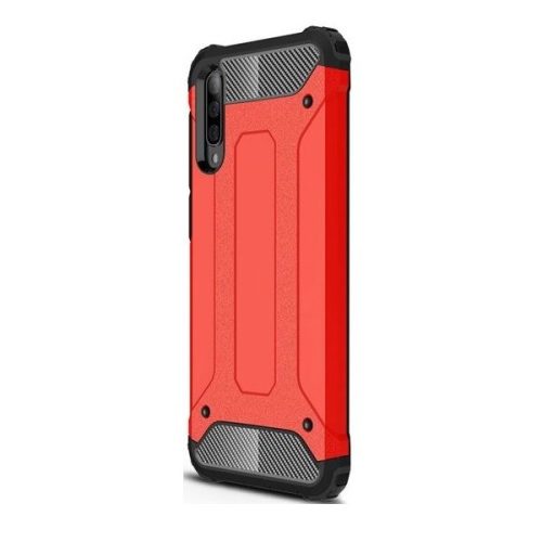 OnePlus 7, Műanyag hátlap védőtok, Defender, fémhatású, Piros