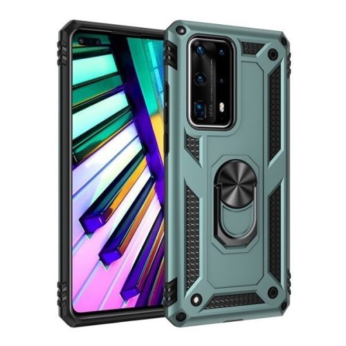 LG K30 (2019), Műanyag hátlap védőtok, közepesen ütésálló, szilikon belső, telefontartó gyűrű, Defender, Zöld