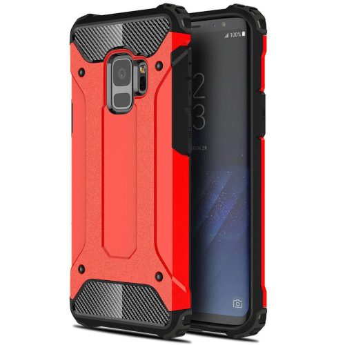 OnePlus 8T / 8T Plus 5G, Műanyag hátlap védőtok, Defender, fémhatású, Piros