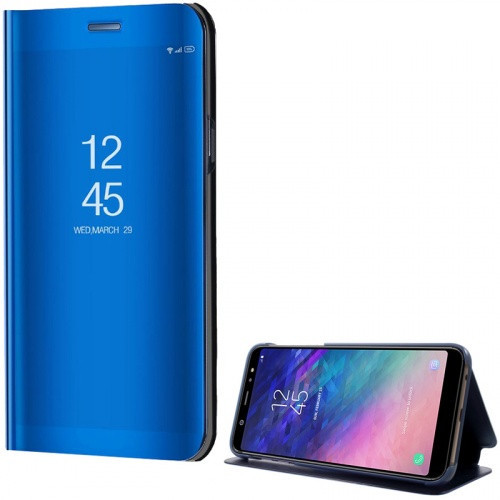 Samsung Galaxy A6 Plus (2018) SM-A605F, Oldalra nyíló tok, hívás mutatóval, Smart View Cover, Kék