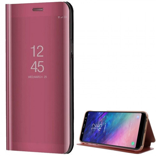 Samsung Galaxy A6 Plus (2018) SM-A605F, Oldalra nyíló tok, hívás mutatóval, Smart View Cover, Vörösarany