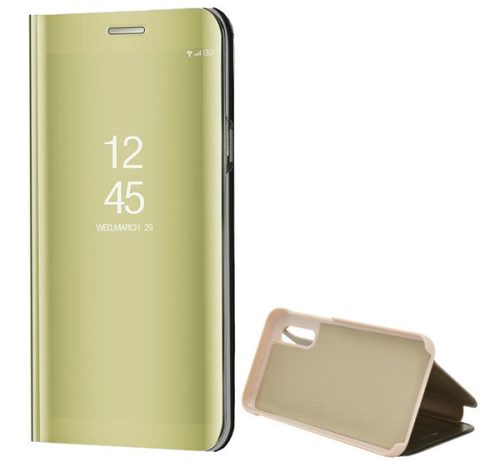 Samsung Galaxy A20 / A30 SM-A205F / A305F, Oldalra nyíló tok, hívás mutatóval, Smart View Cover, Arany